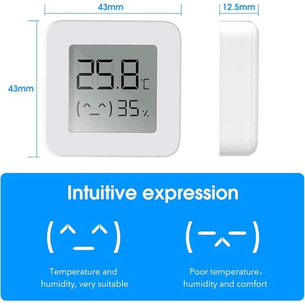 Termometer Hygrometer, Bluetooth Termometer Inomhus Hygrometer, Trådlös Digital Mini Termometer Hygrometer med Hög Noggrannhet, Lämplig för Inomhus