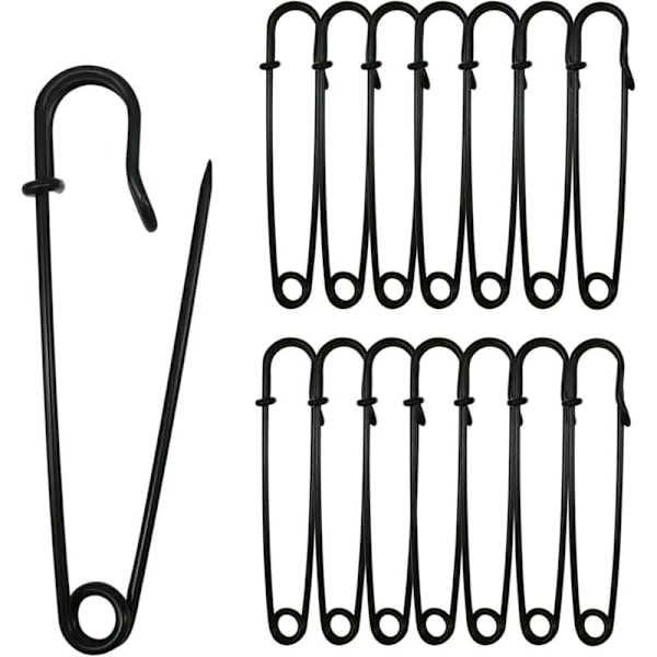 30-pack 7,5 cm säkerhetsnålar - för kläder, läder, canvas, filtar, hantverk, kjolar, kiltar - extra stora kraftiga säkerhetsnålar - Svarta