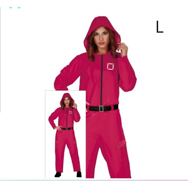Squid Game Kostym Set för Barn och Vuxna, Overall, Kulspruta och Mask Mujer L