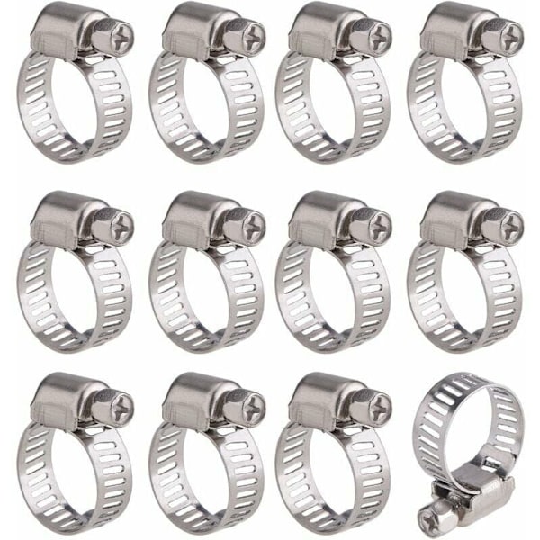 12 st (10-16mm) Galvaniserade Rostfria Stål Slangklämmor 201 Multi-Spec