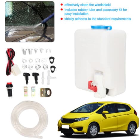 12V 1.8L Universal Windshield Washer Kit – Cleaning Pump with Accessories – Easy Installation for a Clean Windshield