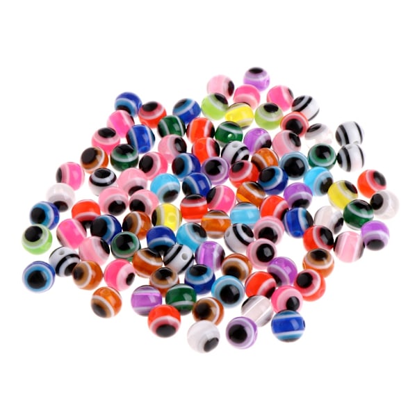 100x tyrkisk blå/farve Demon Eye Runde perler Resin Evil Eye Mode Runde perler til armbånd Halskæde Lav DIY - Perfet Multi