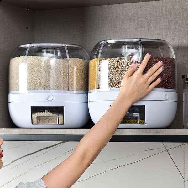 Rotating Household Storage Box with 6 Compartments, Large Capacity Multifunctional Jars for Nuts, Cereals, Dark Green Large