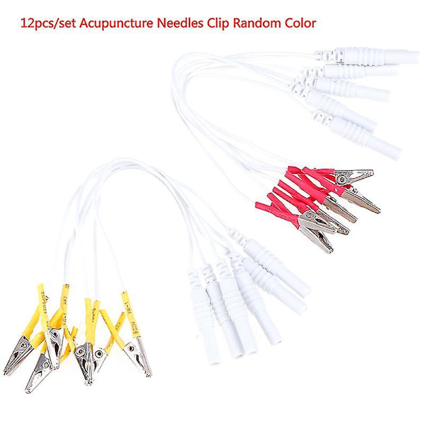 12 kpl Alligator Clip -kaapeleita elektroniseen akupunktiohoitoon
