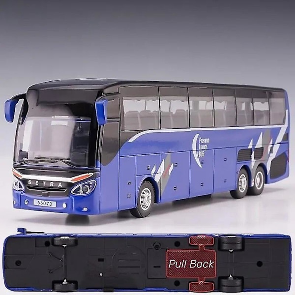 1/32 Setra Luksusbus Legetøjsbil Die-Cast Miniature Model Træk Tilbage Lyd & Lys Uddannelsesmæssig Samling Gave Til Drenge Børn Blue