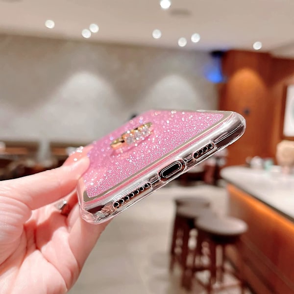 Skal för Samsung Galaxy S10 (inte S10 Plus) Flicka Kvinna Sött Lyxigt Glitter Glänsande Glittrigt Fodral Med Ringstativ Hjärta Tunt Mjukt Stötsäkert Skydd P