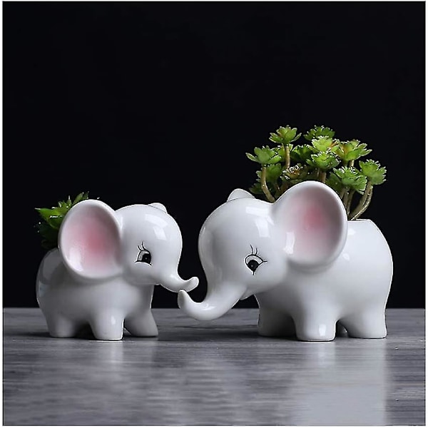 Elefant Succulent Växtkrukor Vas Keramik Blomkruka Bonsaiplantor Heminredning Blomkrukor, Skrivbords Mini Ornament 2st
