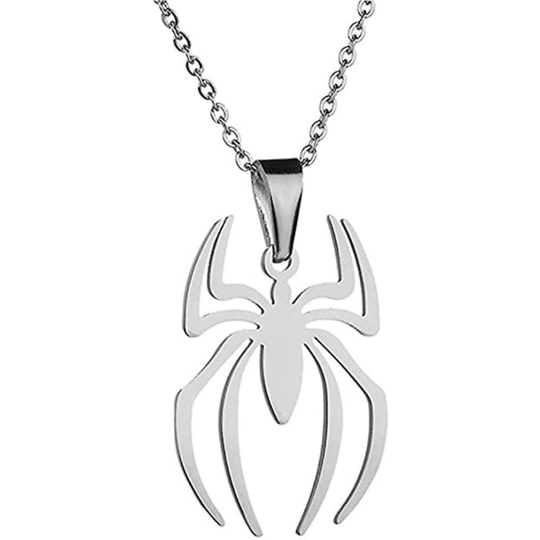 Spindelhänge, Halsband i Rostfritt Stål, Lätt, Spiderman-Charm Smycke för Barn, Kvinnor, Pojkar, Flickor