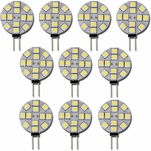 10 kpl G4 LED-lamppuja DC 12V Ei himmennettävä Valkoinen 6000K Valonlähde Vaihto 20W Halogeeni Lamppu Keittiölle RV RV-vaunulle Veneelle