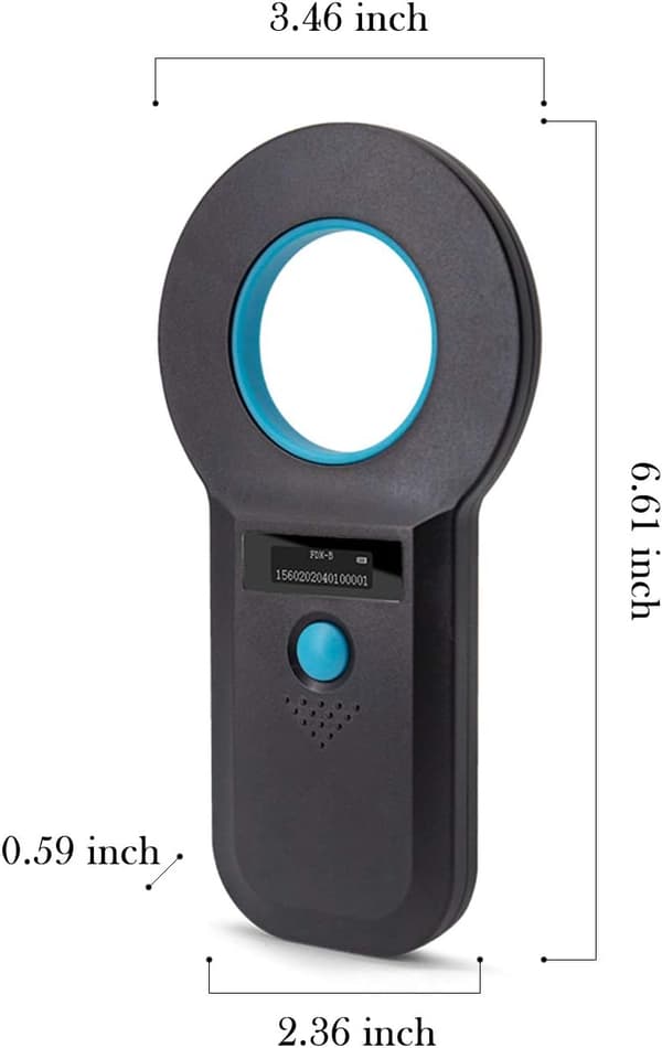 Husdyrsmikrochip-scanner, ISO11784(85)/FDX-B/EMID med 128 sæt dataopbevaring Mikrochiplæser til dyr/kæledyr/hund/kat/gris (sort)