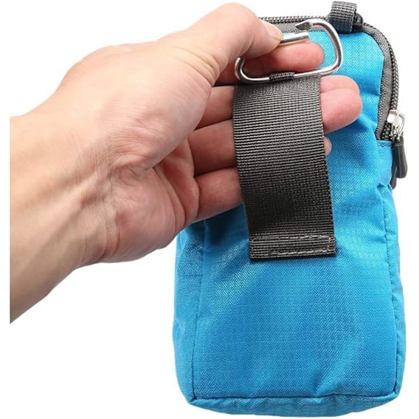 Mobiltelefonveske med skulderreim, 6,5 tommer Mini håndveske Sport mobil Skulderveske Messenger-veske Lommer med låsbar karabinkrok Blue