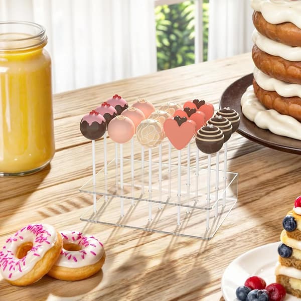Cake Pop Stand Akryl Slikpindholder med Stabil Base Genanvendelig Ingen Montering til Fester Bryllupper Babyshower Klar 15 Huller
