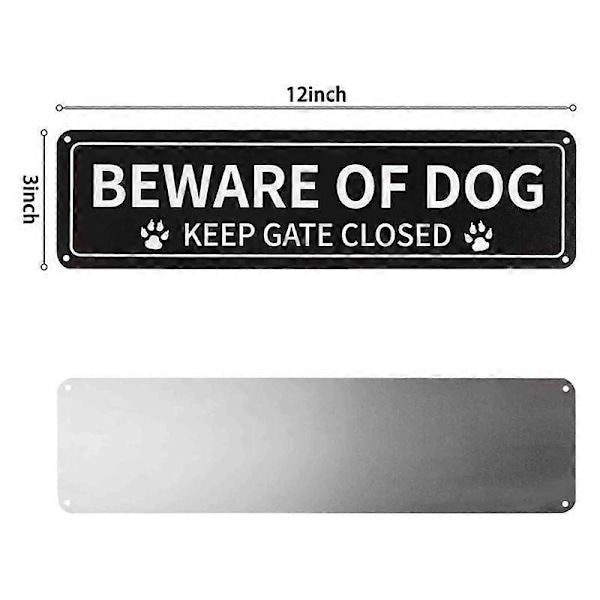 2-pack Varning för Hund Skylt, 30x7,6 cm Rostfritt 0,1 cm Aluminiumskylt, Reflex, Blekningsbeständig, UV-skyddad