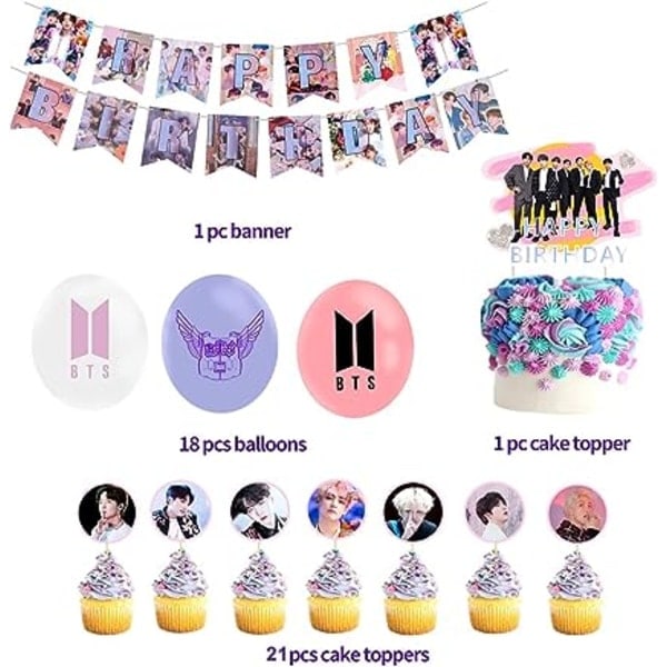 41 BTS Födelsedagsfest Dekoration, Bangtan Boys' Fest Dekoration