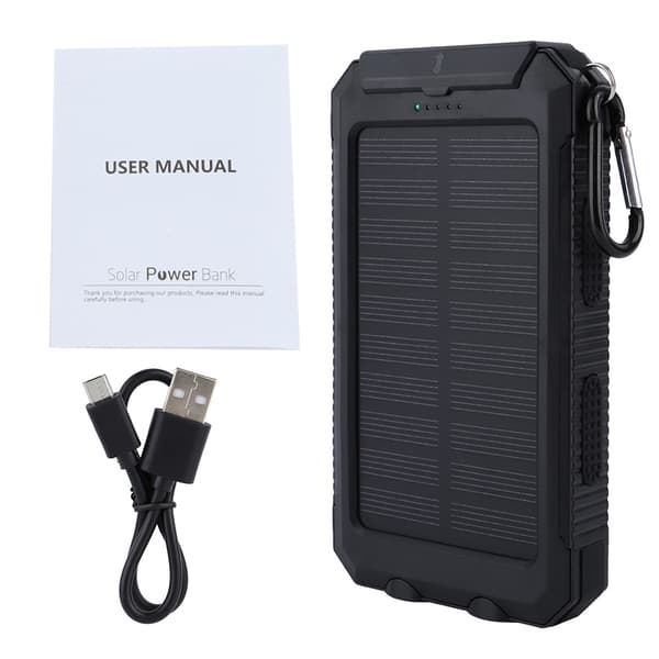 1,2W 5V Solpanel Vattentät 8000mAh Monokristallin Kisel Solcellsladdare Svart