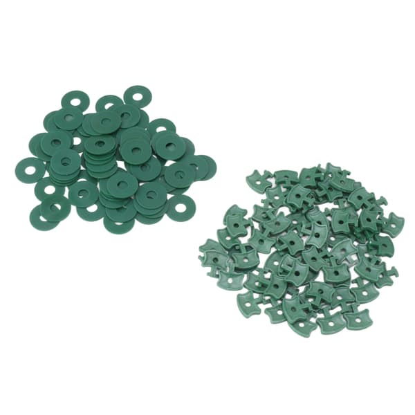 100 stk. drivhusclips i plast med skiver til drivhusisolering bobleplastnet