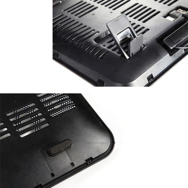 Metalpanel Dobbeltblæser Notebook Køler Høj Hastighed Støjsvag Laptop Køleplade Slank Stativholder til 14 Tommer PC Computer Sort