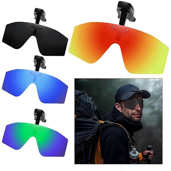 Polarized Fishing Sunglasses Hat Brim Sports Clips Cap Clip On Sunglasses Anti-UV Black