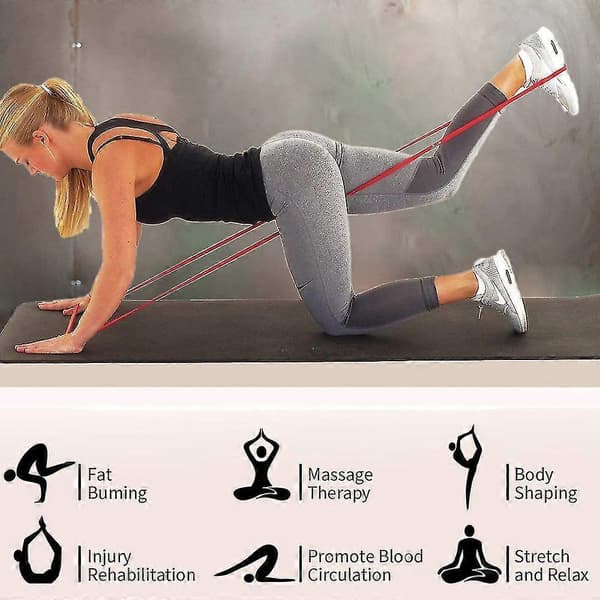 Pull-up-band - Set med 5 resistenta, kraftiga tränings- och stretchband