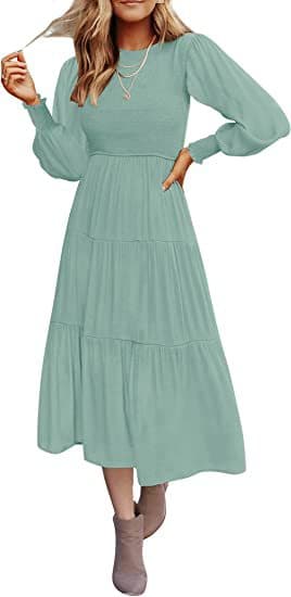 Women's Short-Sleeved Maxi Dresses Light Green M