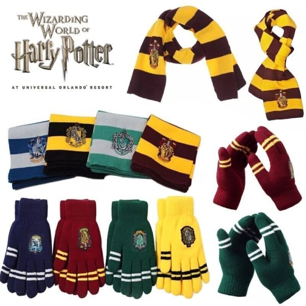 Harry Sjal & Handsker Gryffindor Slytherin Ravenclaw Hufflepuff Gave XmasD