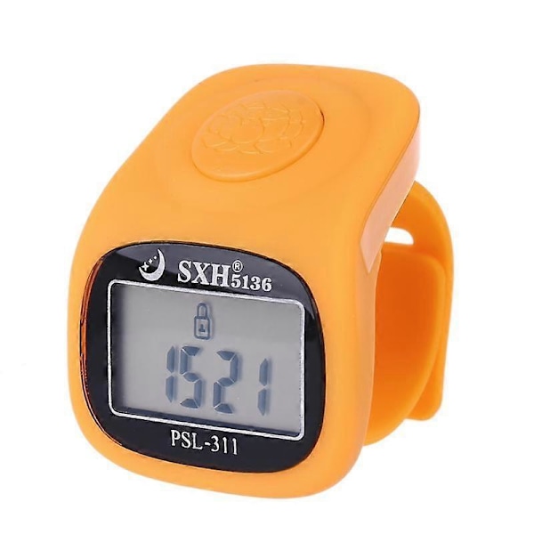 6 Digital Finger Tally Counter 8 Kanaler med Bakgrundsbelysning Tid Bön Silikonring orange