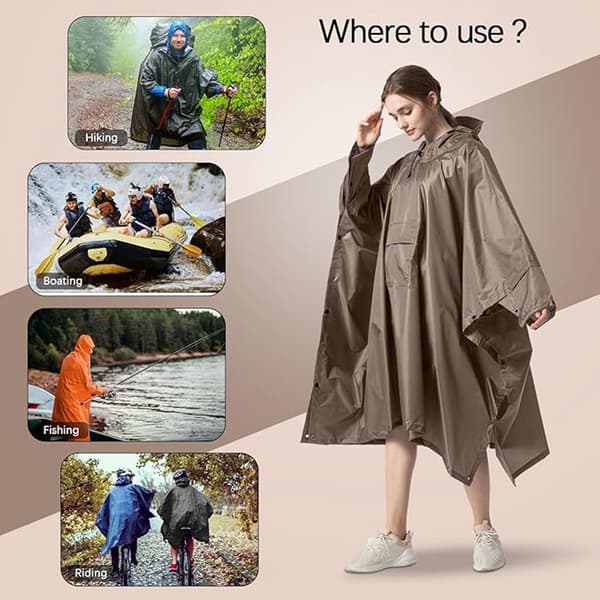 Poncho - Regnkappa - 210*140cm - Multifunktionell vattenavvisande regnponcho