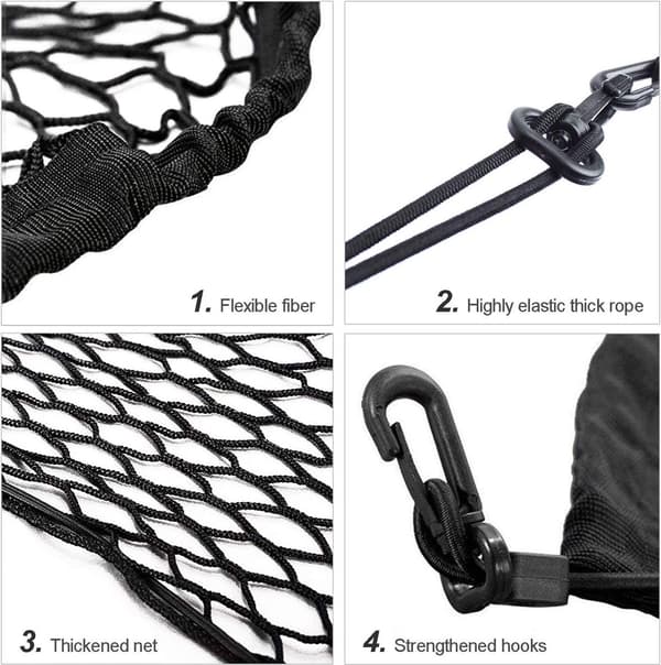 Elastisk bagagerumsnet - 110×60CM - Bagagerumsnet med 4 kroge - Bagagerumsnet til bil - Bilorganisator