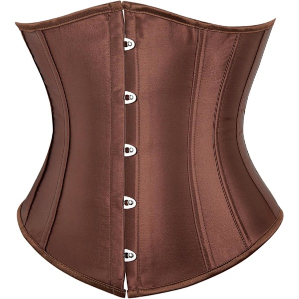 VYSHI Underbust Korsetti - Korsetit naisille - Vyötäröä muotoileva Shaper Luilla vahvistettu Satiini Nyöritys Vintage Bustier Toppi Ruskea Keskikokoinen
