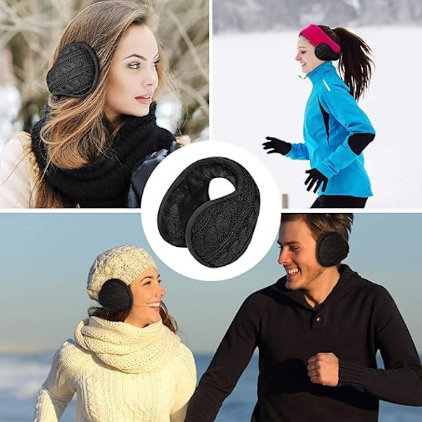 Varme Øremuffer (Sort), Unisex Øremuffer, Foldbare Øremuffer med Varme