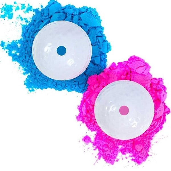 Gender Reveal Golfboll, Exploderande Golfbollar, Inkluderar 1 Rosa + 1 Blå + 2 Träpeggar - Den Perfekta Idén för en Könavslöjande!