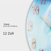Tyst härdat glas väggklocka för vardagsrum, kök, kontor, sovrum, 30 cm