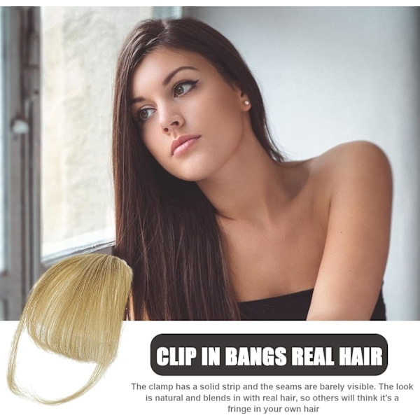 Clip-in hårextensions, pandehår af ægte hår - Franske pandehår Clip-On Air Bangs | Naturlig farve og stilfulde hårextensions til et perfekt look Gråguld