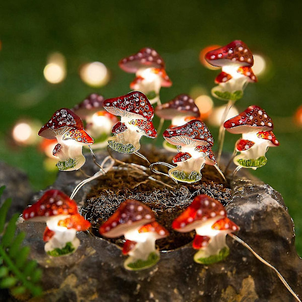 Juledekorasjoner, sopp LED-lysslynge, 3 meter 30 LED jul