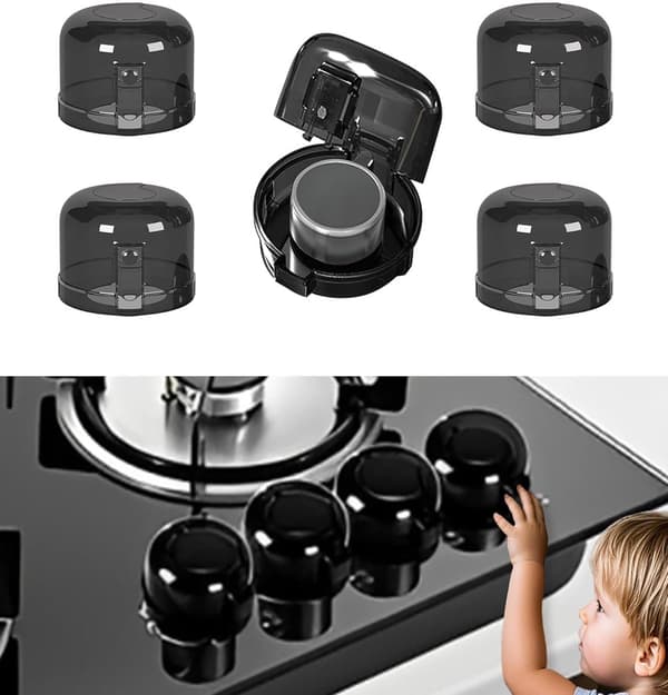Spisknappsskydd för Barn, 5-pack – Med Lås, Universal, Svart