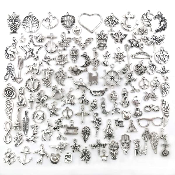 100 st Silverberlocker Hängen för DIY Smyckestillbehör Silver - Perfekt