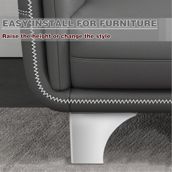 Set med 4 10 cm Metall Soffben, Moderna Robusta Möbelben för Soffa, Skåp, Bord (Silver)