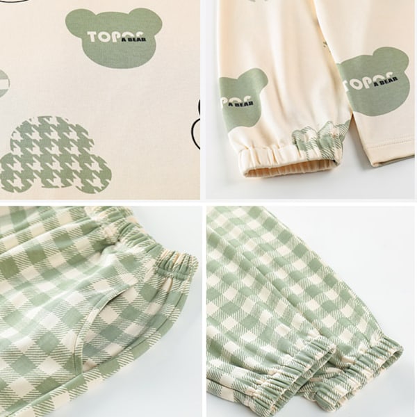 Dam pyjamas i bomull med långa ärmar och byxor, tunn tröja, vår- och höstset för hemmet Style-2 L