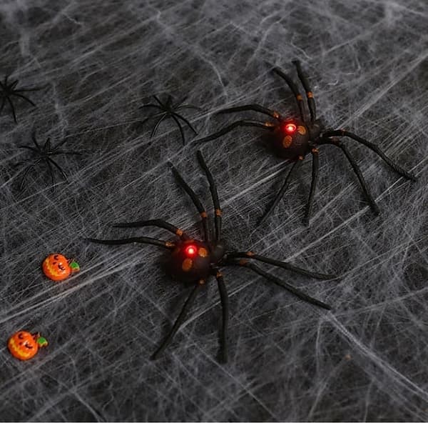 Halloween Dekorationslamper – 2-pak Lysende Edderkopper og 2-pak Lysende Øjne_OF