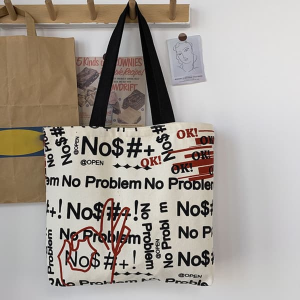 Damväska Stor Kapacitet Söt Canvas Tygväska D D D D