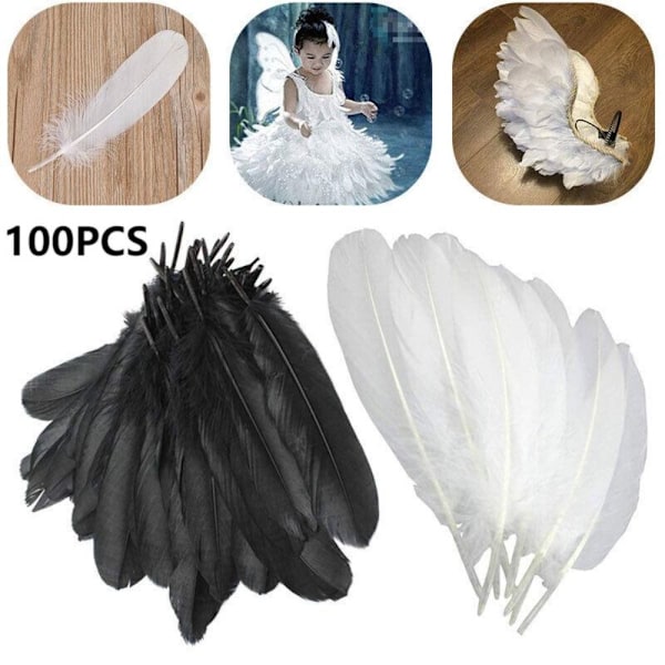 100 st/Set Gåsfjädrar Blandade Fjädrar VIT white