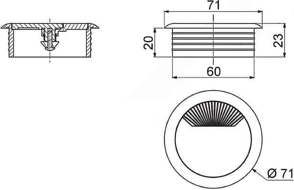 5 x Kabelgennemføring Sort Kabelpassage Diameter 60 mm