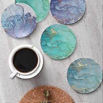 Ceramic Marbled Coasters with Cork Backing, Perfect for Table Protection, Stylish Housewarming Gift