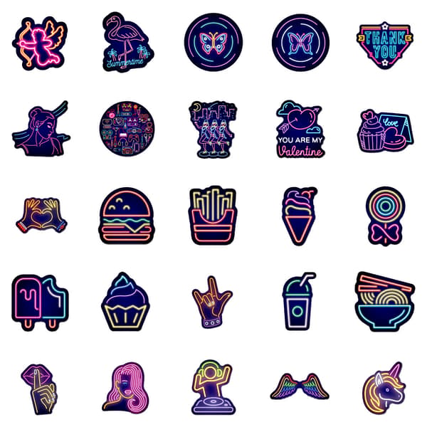 100 neon graffiti -tarraa F