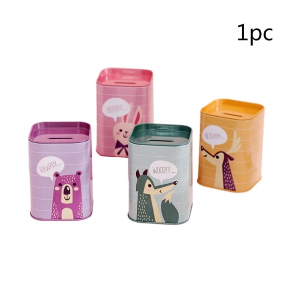 Retro Tinn Spargris Cartoon Penger Spargris Kontanter Mynter for Tilfelle Belønning Penneholder for Barn Voksne Bursdagsgaver null - A