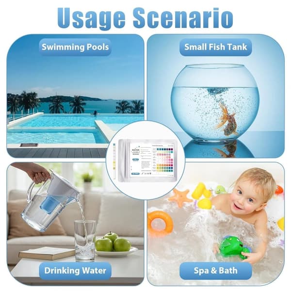 50-pack 9-i-1 pH-testremsor – Vattentest för dricksvatten, pool, mäter hårdhet, klor, koppar, järn, nitrat, nitrit & alkalinitet_OF
