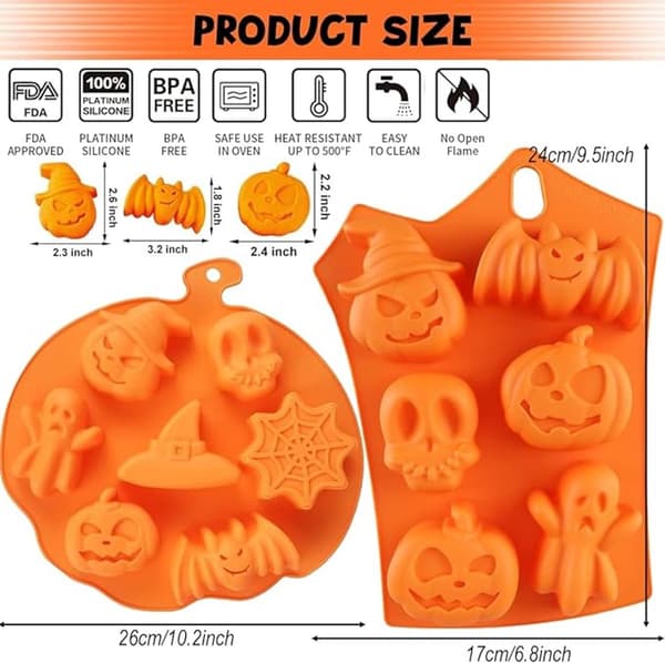 Pieces Halloween Bageforme - Silikoneforme - Halloween Spøgelsesforme - Græskarforme