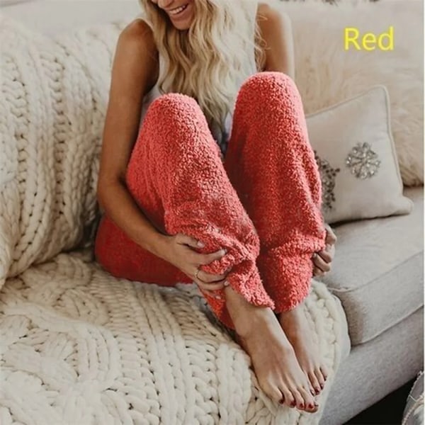 Varma Fleecebukser Dame Casual Hjemmebukser Korallrød rød red small