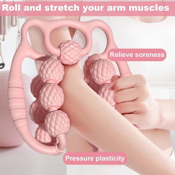 Leg Massage Roller, 13 Handheld Massage Rollers and 1 Elastic Band, Ring Design Muscle Massage, Leg, Arm Massage Roller with Handle