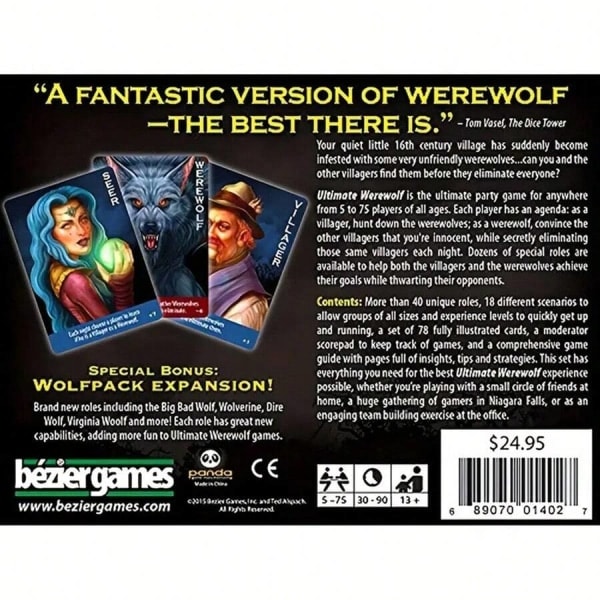 Werewolf-lautapelit, roolipeli-juhlat, moninpelikorttipelit Werewolf H werewolf head